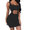 Bandage Knit Solid Sexy Matching Women sets Sleeveless Club Party Top And Skirts Two Piece OutfitsBodycon Hollow Out.