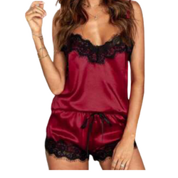 Lucy lace satin pajamas short set