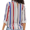 Bow top striped royal blue blouse