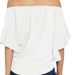 White off the shoulder knot top. Outrageous collection