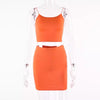 Women's  two piece outfits sexy bodycon spaghetti strap crop top with mini skirt set