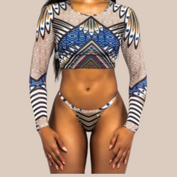 Round neck African print swimsuit