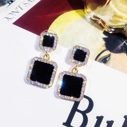 Mars black short flashing earrings