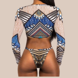 Round neck African print swimsuit