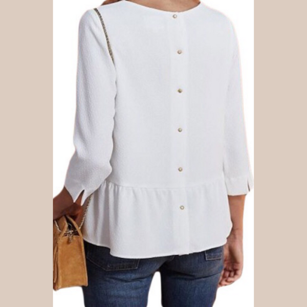 V-NECK BUTTON BACK BLOUSE 