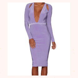 Shoulder Cutout Long-Sleeve  Dress