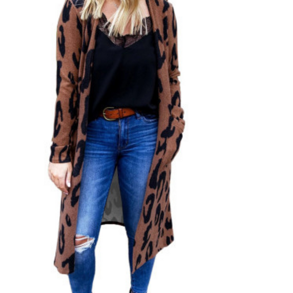 OC brown leopard print cardigans