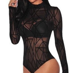 Velvet sheer mesh bodysuit