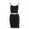 Women's  two piece outfits sexy bodycon spaghetti strap crop top with mini skirt set